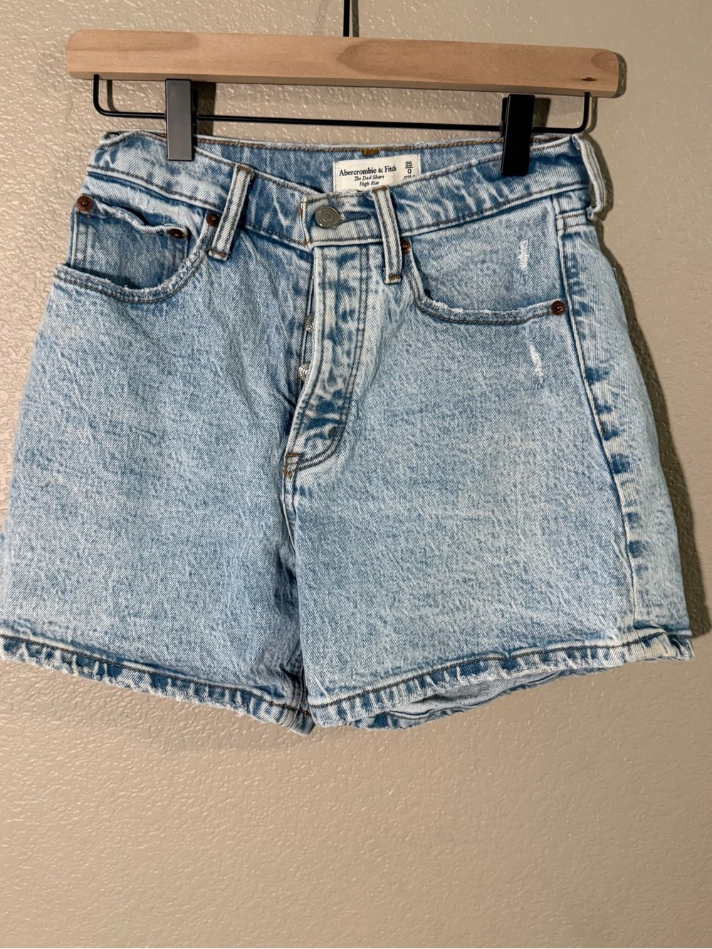 Abercrombie & Fitch Light Wash The Dad Short High-Rise Denim Shorts